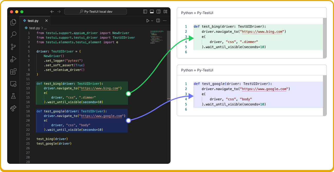 Each test script in its own test